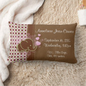 Elefant mit Rosa u. kariertem Hintergrund Browns Lendenkissen (Decke)