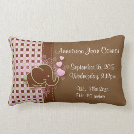 Elefant mit Rosa u. kariertem Hintergrund Browns Lendenkissen