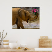 Elefant mit Rose Poster (Küche)