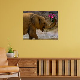 Elefant mit Rose Poster