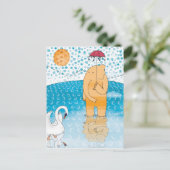 Elefant mit Schirm Postkarte (Stehend Vorderseite)