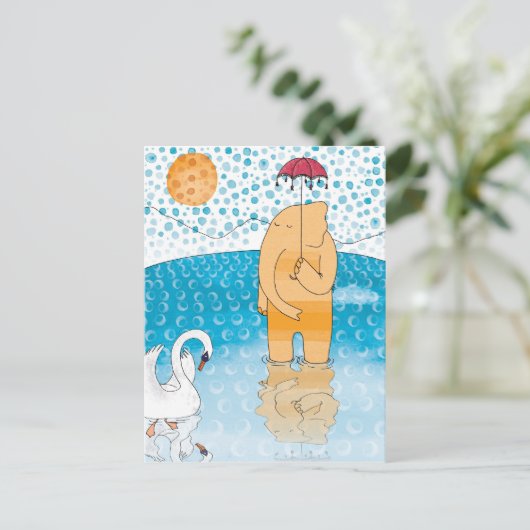 Elefant mit Schirm Postkarte (Stehend Vorderseite)