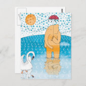 Elefant mit Schirm Postkarte (Vorne/Hinten)