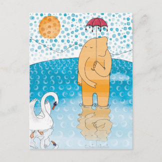Elefant mit Schirm Postkarte