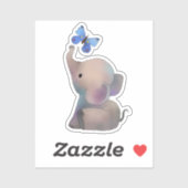 Elefant mit Schmetterling Aufkleber (Blatt)