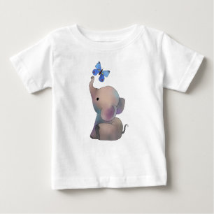 Elefant mit Schmetterling Baby T-shirt