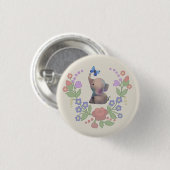 Elefant mit Schmetterling Button (Vorne & Hinten)