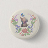 Elefant mit Schmetterling Button (Vorderseite)