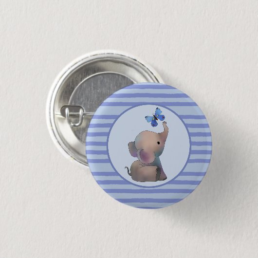 Elefant mit Schmetterling Button (Vorne & Hinten)