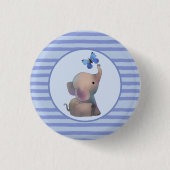 Elefant mit Schmetterling Button (Vorderseite)