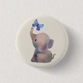 Elefant mit Schmetterling Button (Vorderseite)