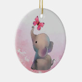 Elefant mit Schmetterling Keramik Ornament (Rechts)