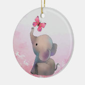 Elefant mit Schmetterling Keramik Ornament (Links)