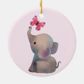 Elefant mit Schmetterling Keramik Ornament (Hinten)