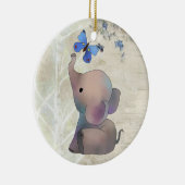 Elefant mit Schmetterling Keramik Ornament (Rechts)