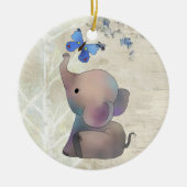 Elefant mit Schmetterling Keramik Ornament (Vorne)