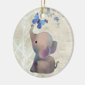 Elefant mit Schmetterling Keramik Ornament (Links)