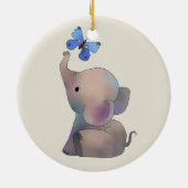 Elefant mit Schmetterling Keramik Ornament (Hinten)