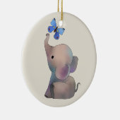 Elefant mit Schmetterling Keramik Ornament (Rechts)