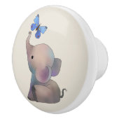 Elefant mit Schmetterling Keramikknauf (Rechts)