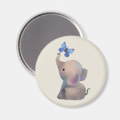 Elefant mit Schmetterling Magnet (Vorderseite/Rückseite)