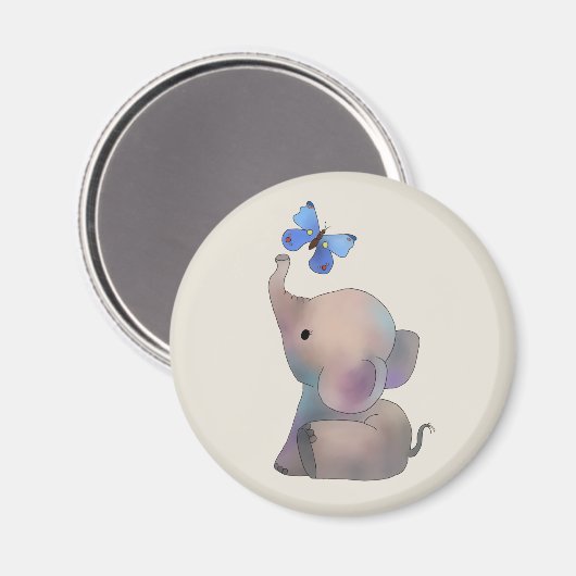 Elefant mit Schmetterling Magnet (Vorderseite/Rückseite)