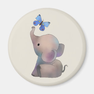 Elefant mit Schmetterling Magnet