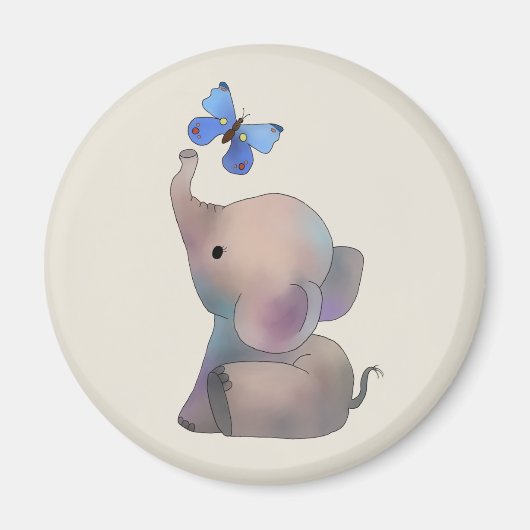 Elefant mit Schmetterling Magnet (Vorne)