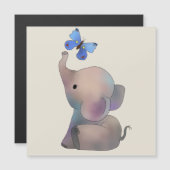 Elefant mit Schmetterling Magnetkarte (Vorne/Hinten)