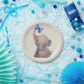 Elefant mit Schmetterling Pappteller (Party)