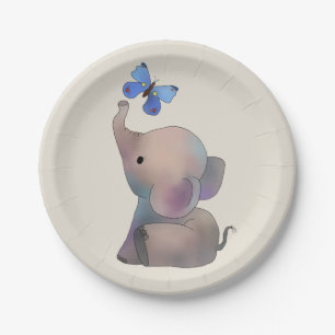 Elefant mit Schmetterling Pappteller