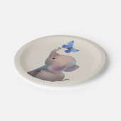 Elefant mit Schmetterling Pappteller (Schrägansicht)