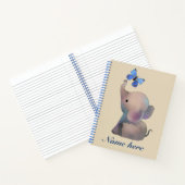 Elefant mit Schmetterling, personalisiert Notizblock (Innenseite)
