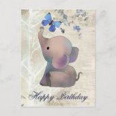 Elefant mit Schmetterling Postkarte (Vorderseite)