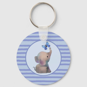 Elefant mit Schmetterling Schlüsselanhänger