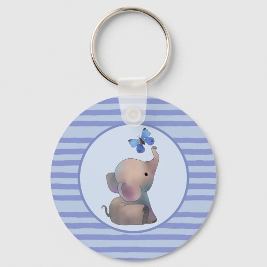 Elefant mit Schmetterling Schlüsselanhänger (Vorderseite)