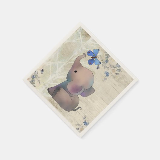 Elefant mit Schmetterling Serviette (Ecke)