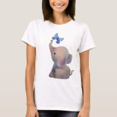 Elefant mit Schmetterling T-Shirt (Vorderseite)