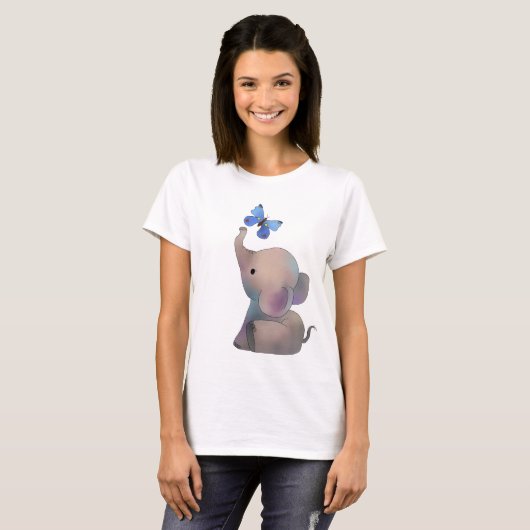 Elefant mit Schmetterling T-Shirt (Vorne ganz)
