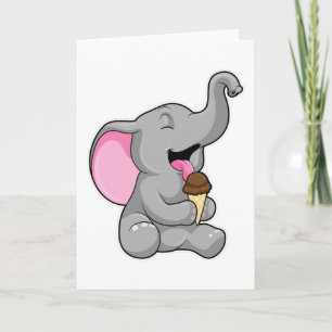 Elefant mit Schokoladen-Waffel-Eis Karte