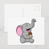 Elefant mit Schokoladen-Waffel-Eiscreme Postkarte (Vorne/Hinten)