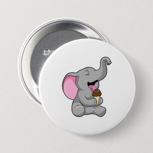 Elefant mit Schokoladeneis Button (Vorne & Hinten)