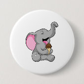 Elefant mit Schokoladeneis Button (Vorderseite)
