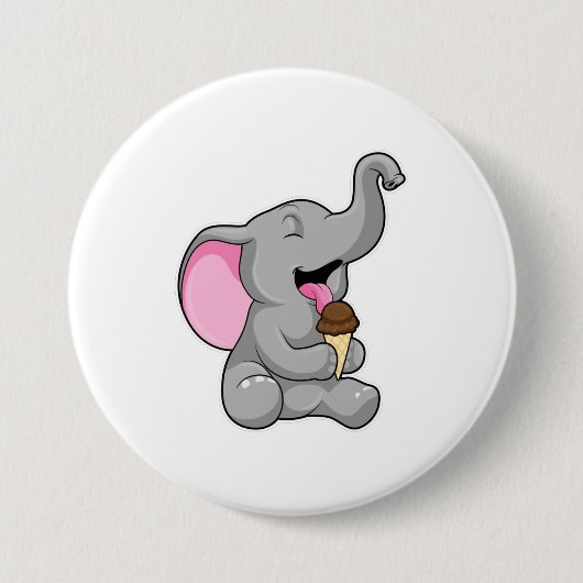 Elefant mit Schokoladeneis Button (Vorderseite)