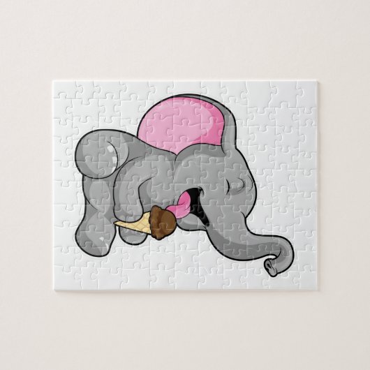 Elefant mit Schokoladeneis Puzzle (Horizontal)