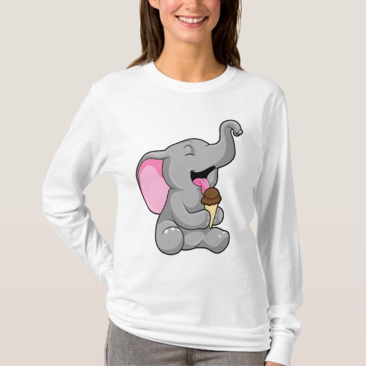 Elefant mit Schokoladeneis T-Shirt (Vorderseite)