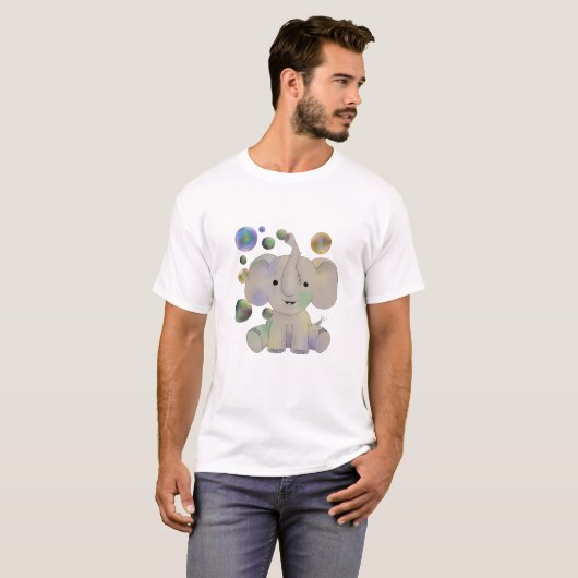 Elefant mit Seifenblasen T-Shirt (Vorne ganz)