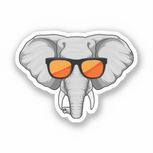 Elefant mit Sonnenbrille Aufkleber (Vorderseite)