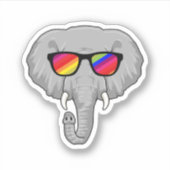 Elefant mit Sonnenbrille Aufkleber (Vorderseite)