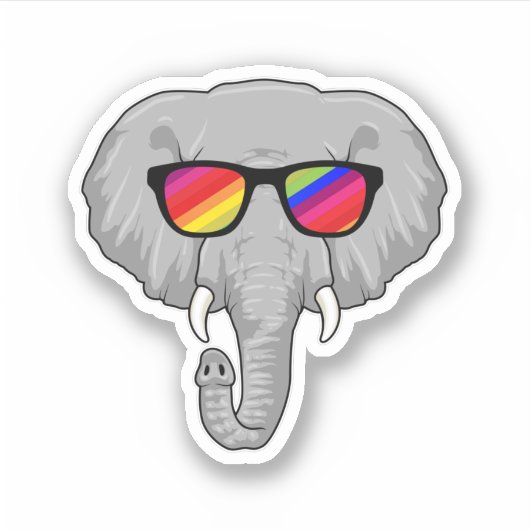 Elefant mit Sonnenbrille Aufkleber (Vorderseite)